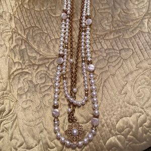 Faux pearl 24 inch multi strand necklace